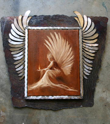 Angel painting with Winged frame: 18