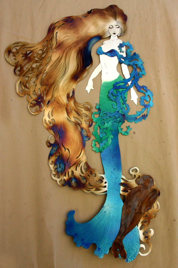 BlueGreen mermaid with companion