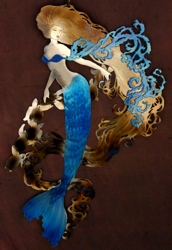 Blue Mermaid with seaturtules