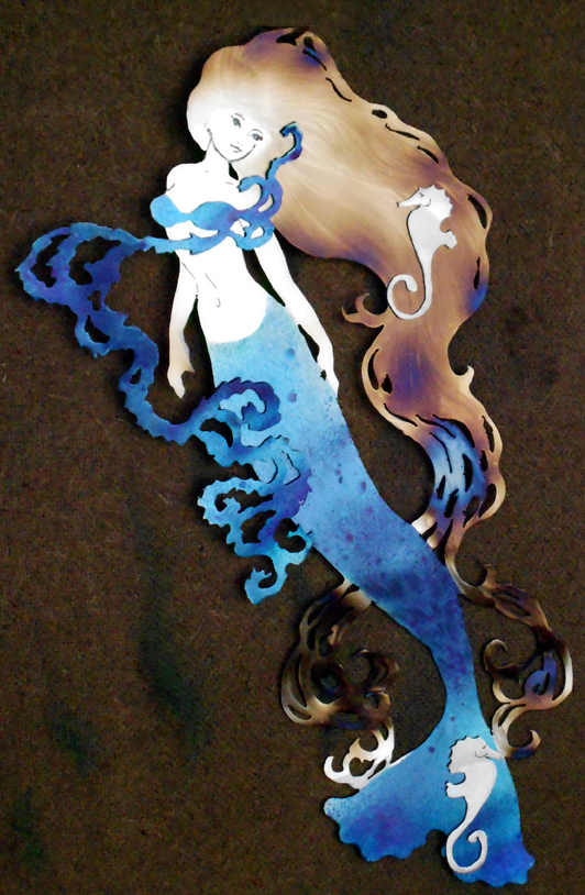 Blue Mermaid with seaweed