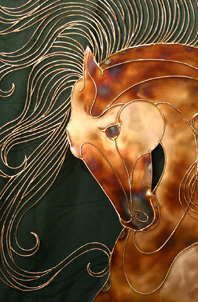 Golden aspects of the Stallion under indoor lighting.