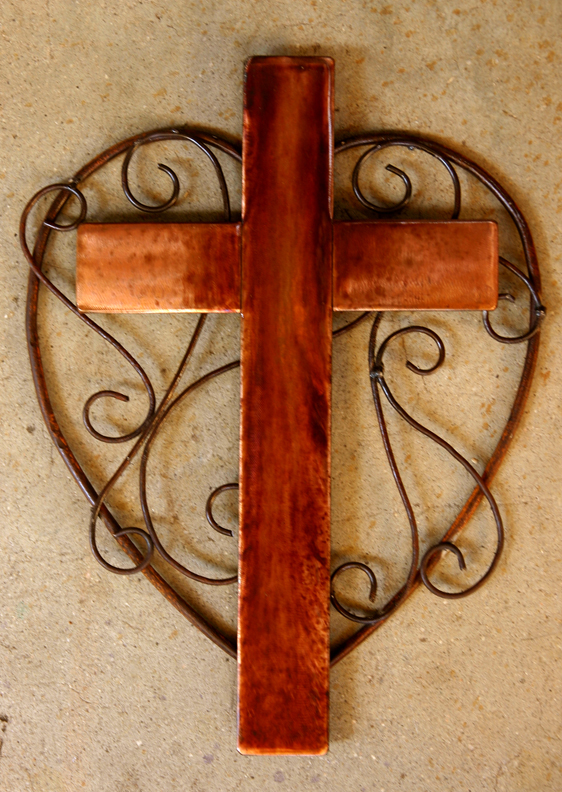  copper Heart Cross