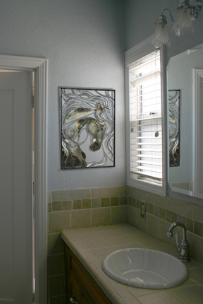 Because this piece is relatively smaller, it's placement can be most unexpected and delightful. Here is an EXAMPLE of it lending charm to a bathroom setting. 