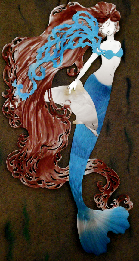 RedHead Mermaid with dolphin