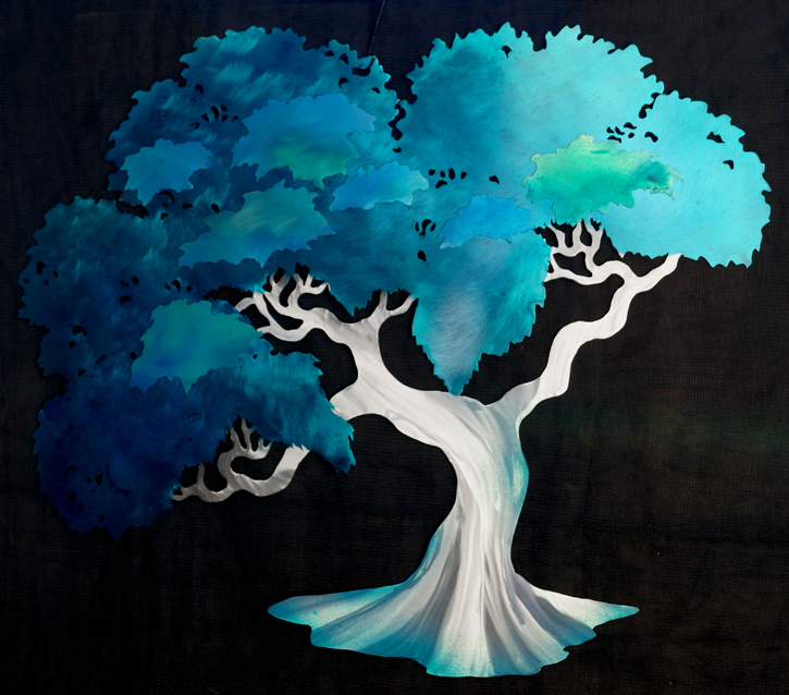 Teal layered tree